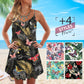 Butterfly Tropical Pattern Spaghetti Strap Dress – Women's Summer Sleeveless V-Neck Camisole Dress