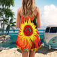 Hippie Sunflower Pattern – Women's Summer Sleeveless V-Neck Camisole Dress