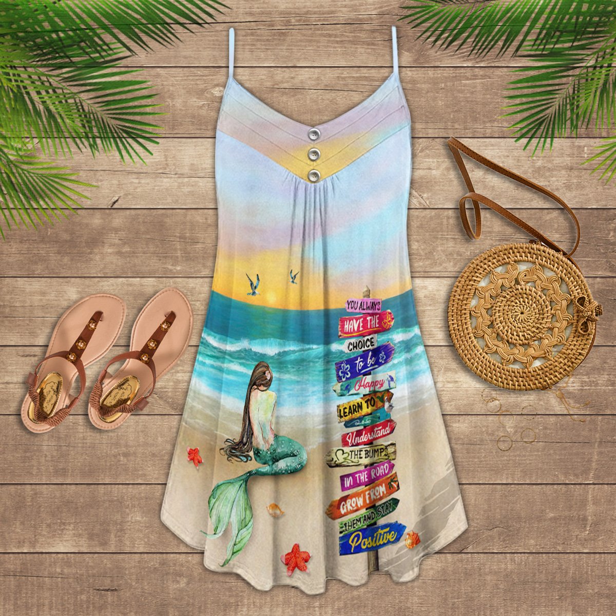 Mermaid Beach Style Limited – Women's Summer Sleeveless V-Neck Camisole Dress