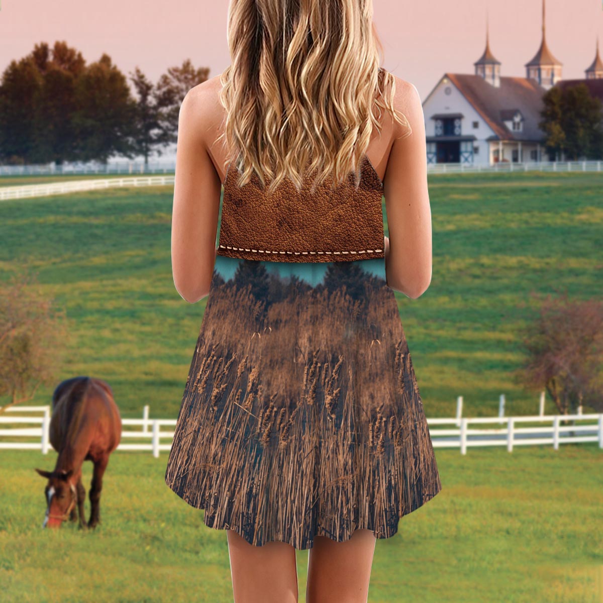 Horse Leather Look Limited – Women's Summer Sleeveless V-Neck Camisole Dress