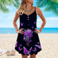 Butterfly Skull Night Art – Women's Summer Sleeveless V-Neck Camisole Dress