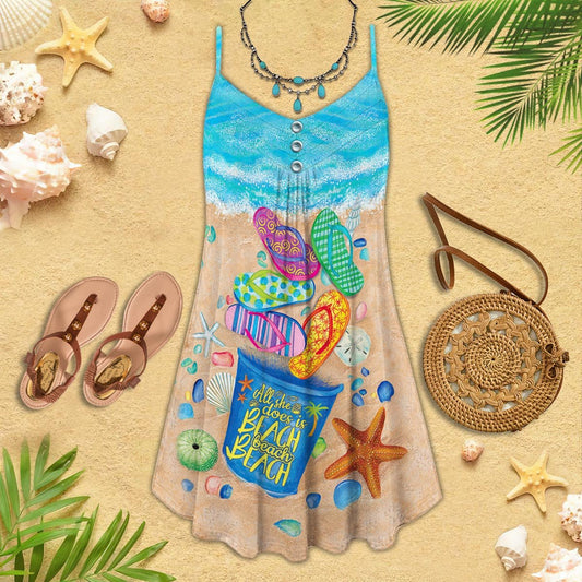 Beach Flip Flop Style Limited – Women's Summer Sleeveless V-Neck Camisole Dress