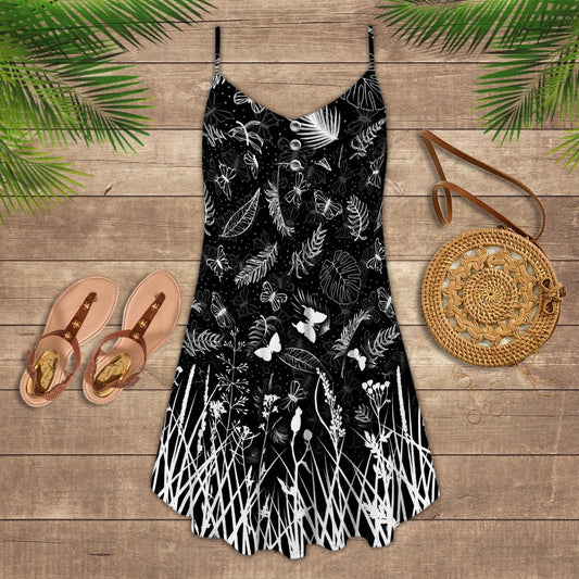 Butterfly Black And White Art Limited – Women's Summer Sleeveless V-Neck Camisole Dress
