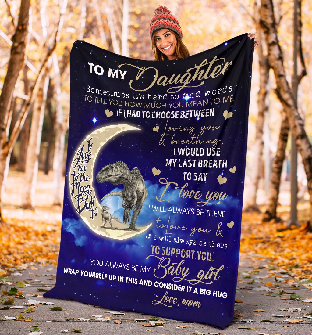 Dinosaur To My Daughter Flannel Blanket For Relaxing At Home And Travel