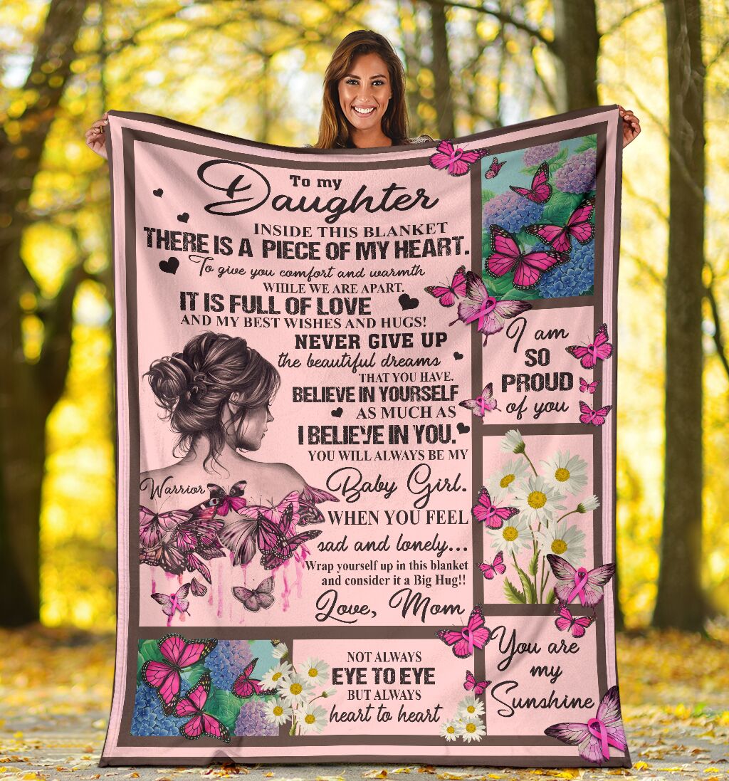 Breast Cancer To My Daughter Breast Cancer Awareness Pink Flannel Blanket For Cozy Home Lounging And Gifting