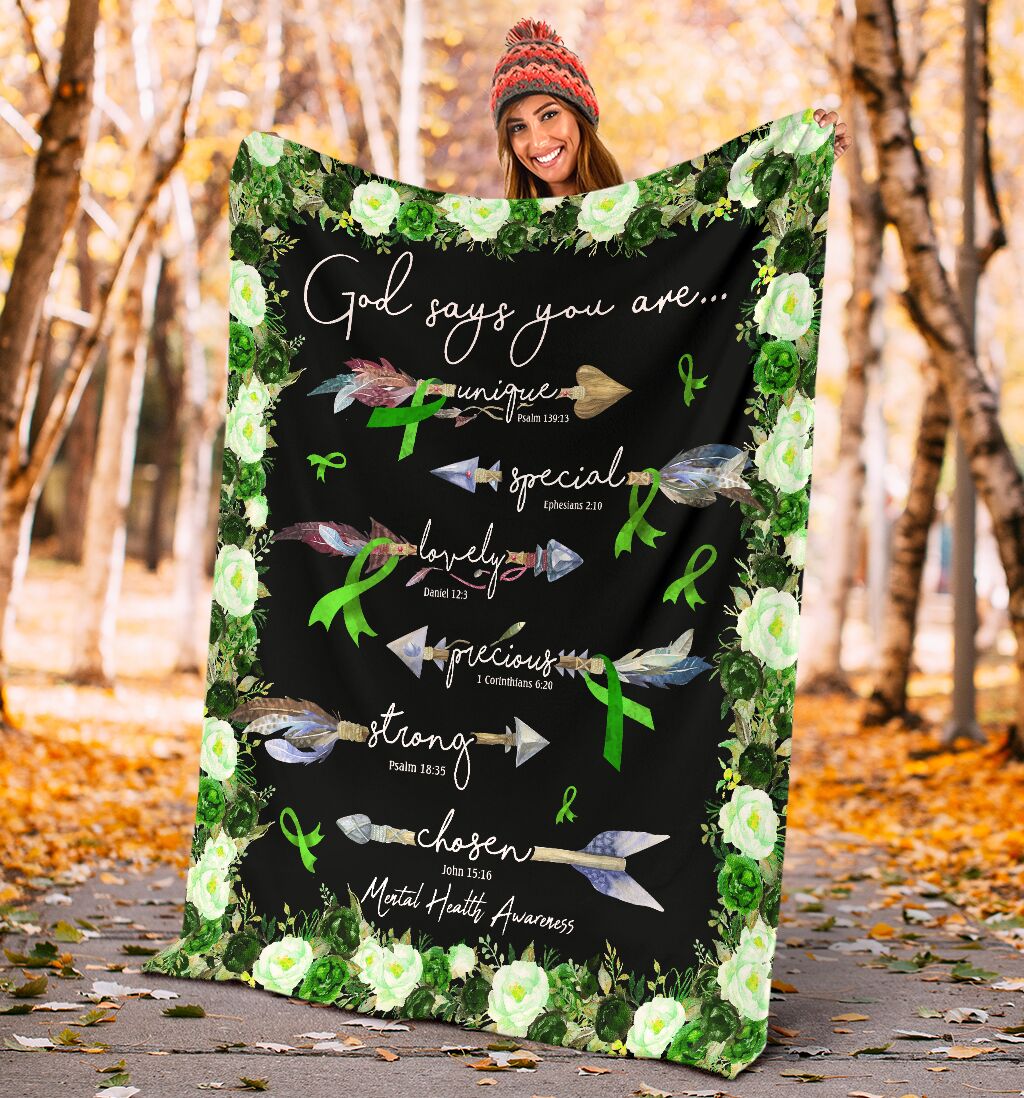 God Says You Are Mental Health Awareness Flannel Blanket For Bed Sofa And Reading Nook Decor
