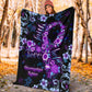 Flower Faith Hope Love Fibromyalgia Awareness Flannel Blanket For Bed Sofa And Reading Nook Decor