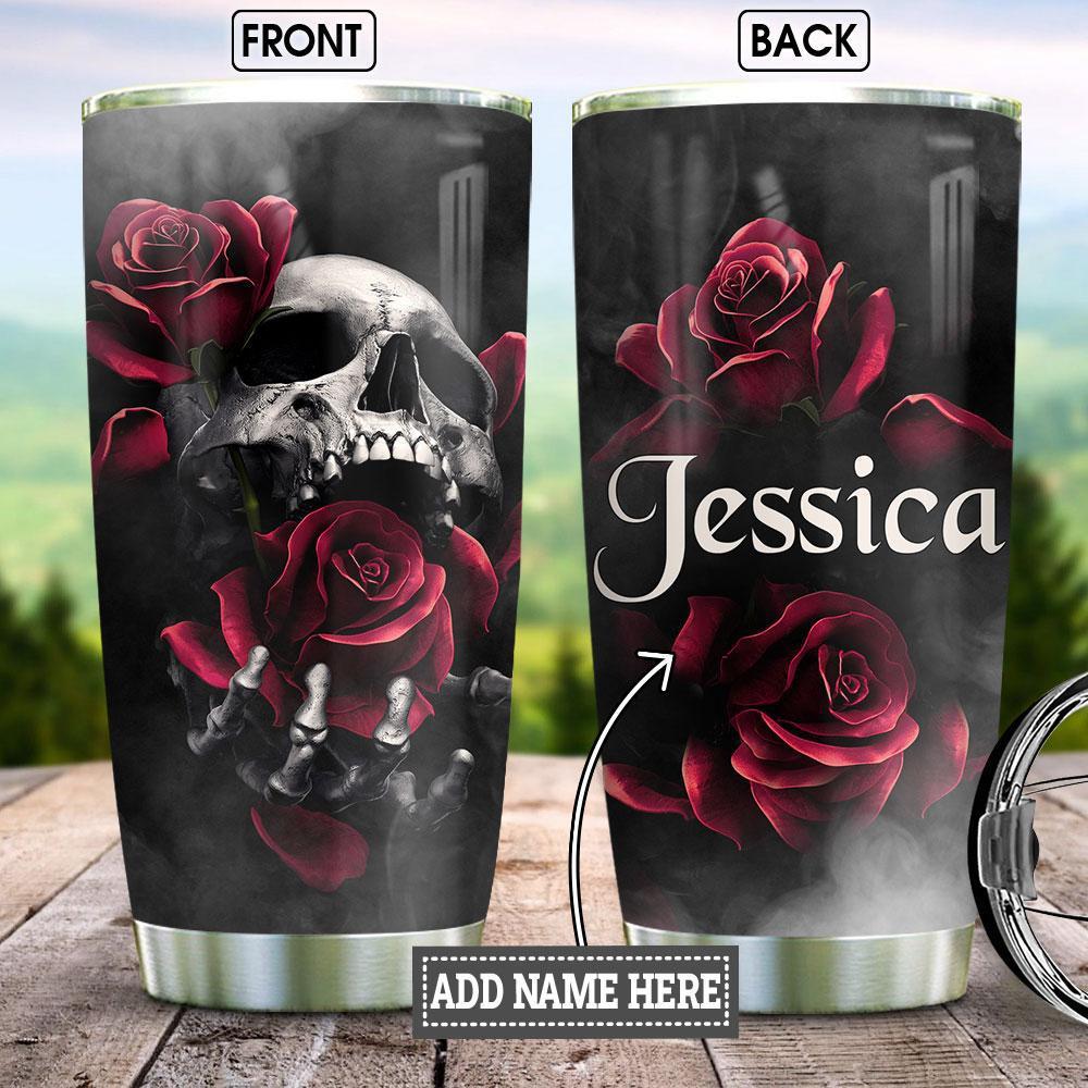 Skull Rose Personalized 20 Oz Tumbler For Hot Cold Drinks And Travel