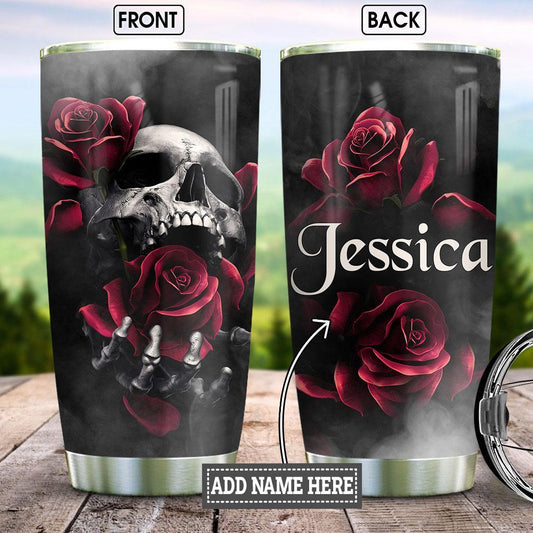 Skull Rose Personalized 20 Oz Tumbler For Hot Cold Drinks And Travel