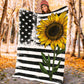 Sunflower American Flag Flannel Blanket For Bed Sofa And Reading Nook Decor