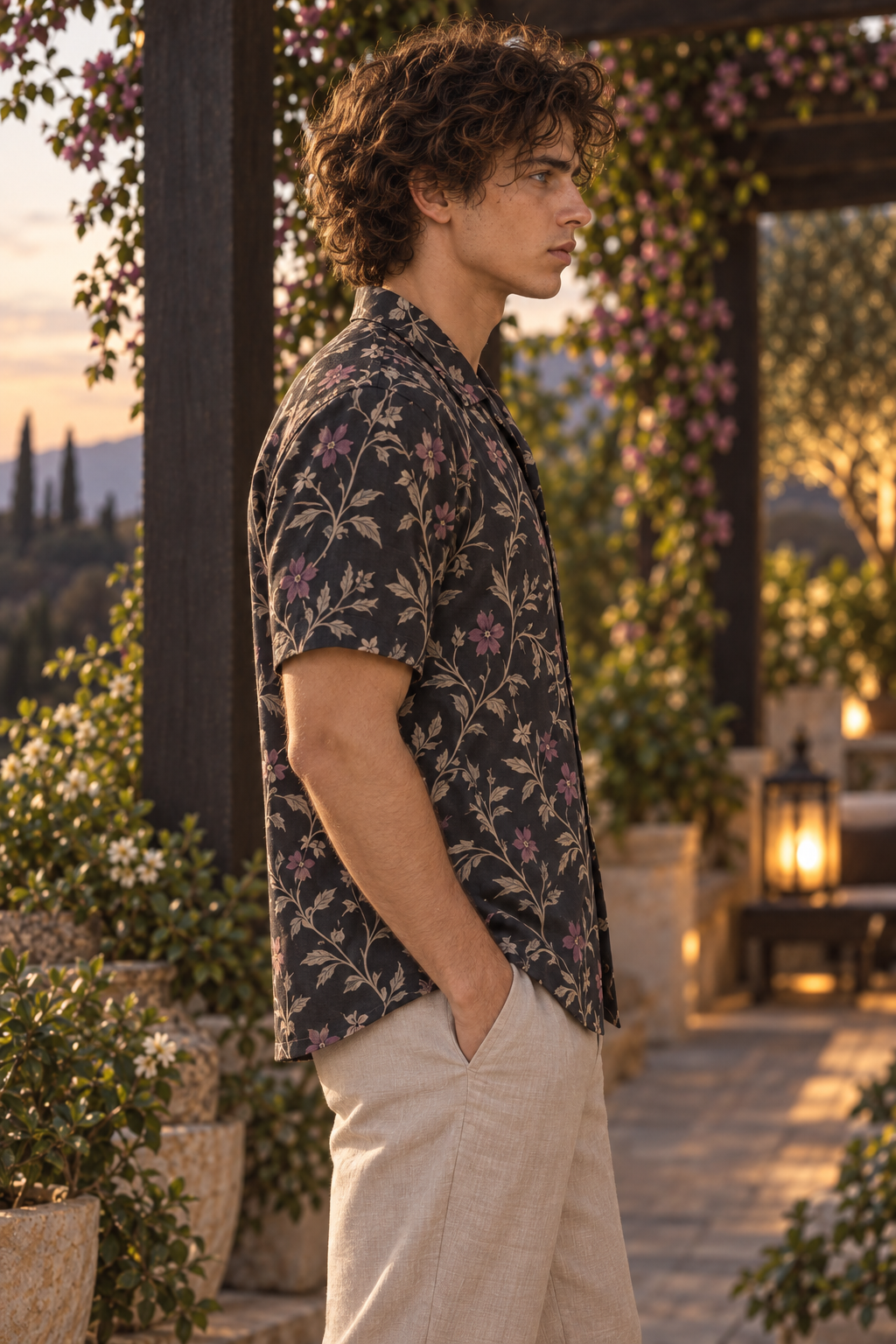 Men's Afterglow Midnight Garden Hawaiian Shirt – Soft black