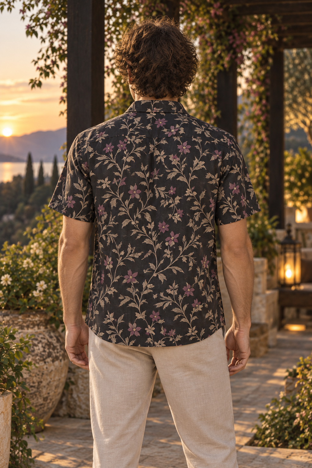 Men's Afterglow Midnight Garden Hawaiian Shirt – Soft black