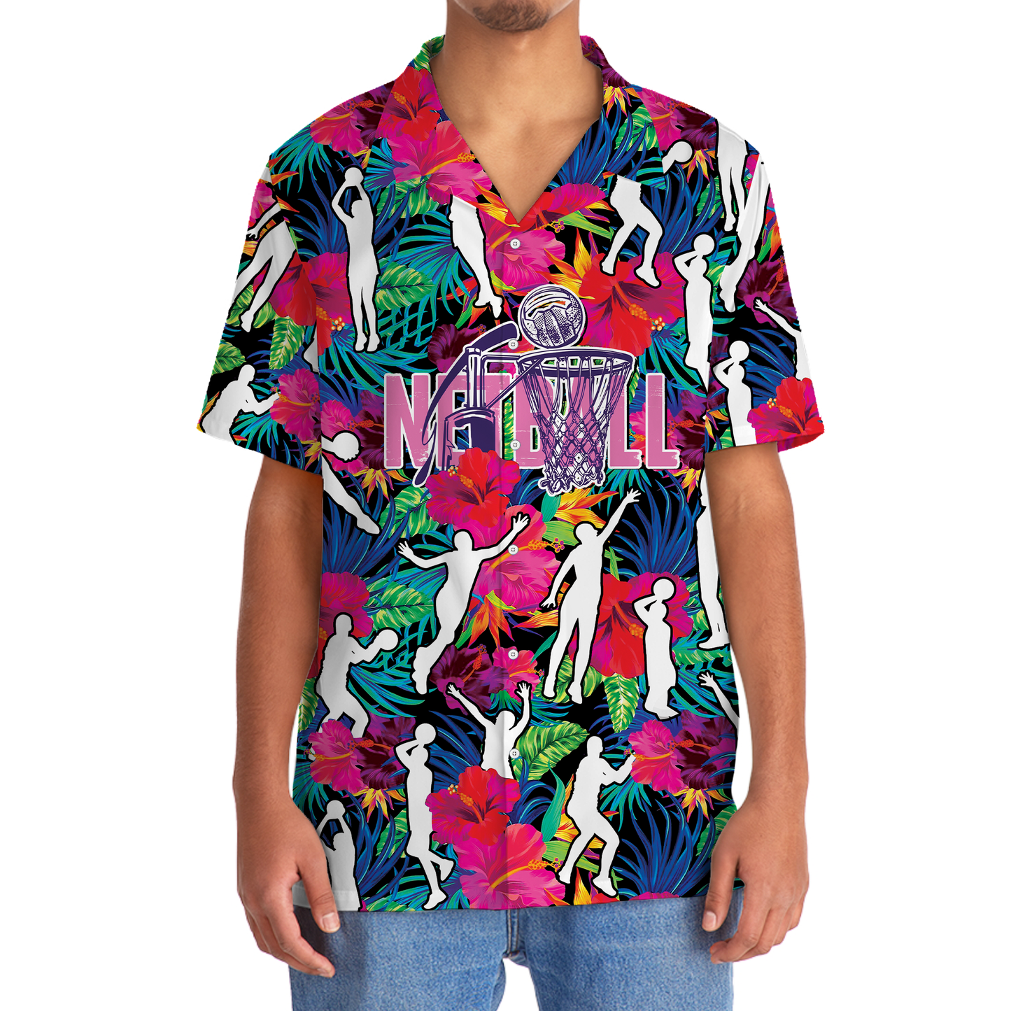 Colorful Netball Tropical Hawaiian Shirt