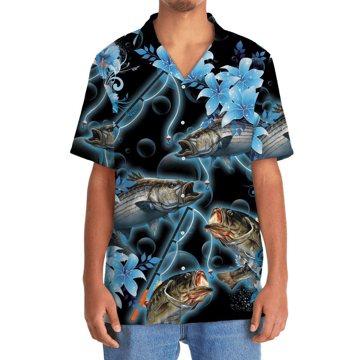 Blue Light Fishing Hawaiian Shirt