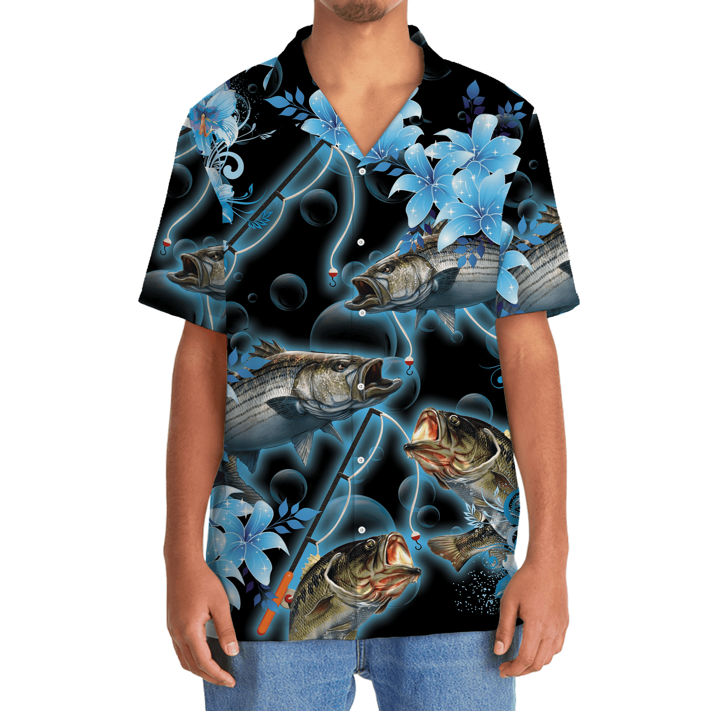 Blue Light Fishing Hawaiian Shirt