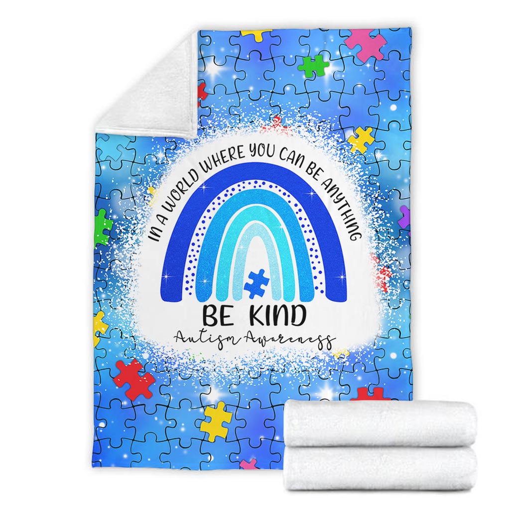 Autism Awareness Kindness And Acceptance Message Flannel Blanket For Bed Sofa And Reading Nook Decor