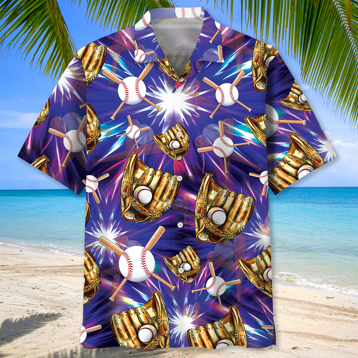 Purple Baseball Gloves Hawaiian Shirt