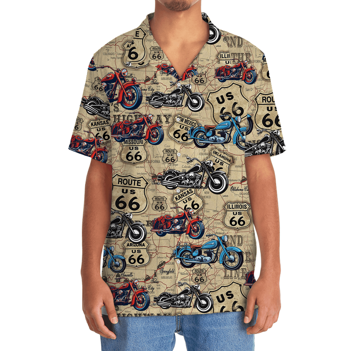 Motorcycle Route 66 Inspiration Hawaiian Shirt