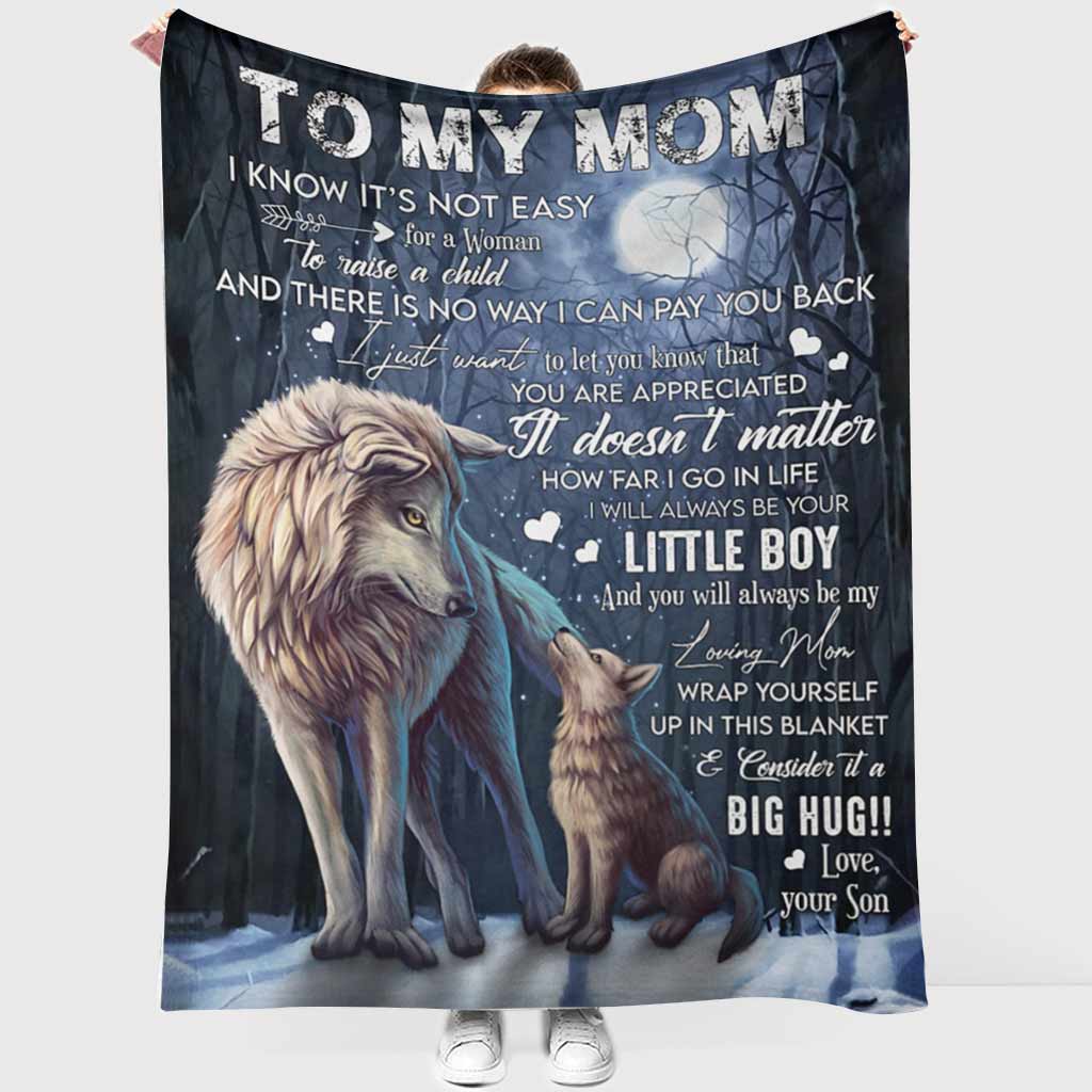 Wolf To My Mom With Moon Flannel Blanket For Living Room And Bedroom Styling