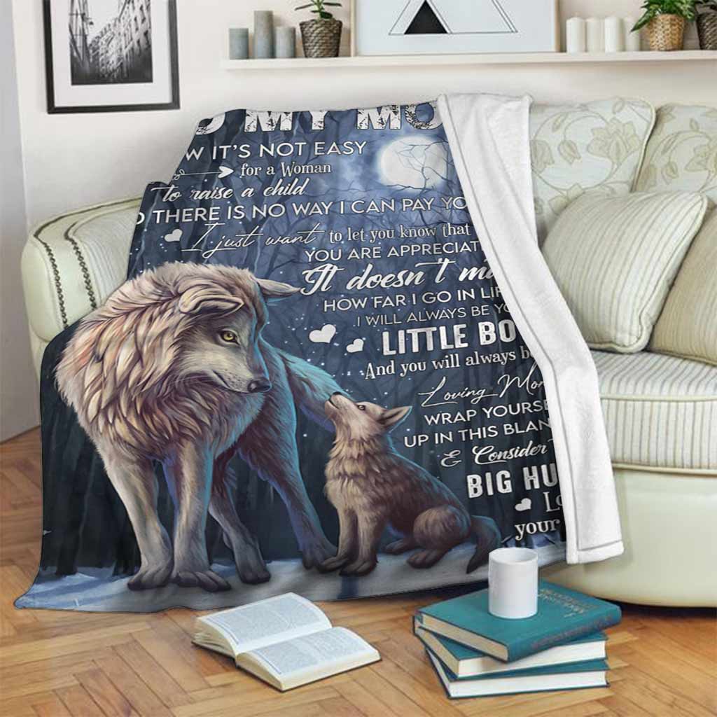 Wolf To My Mom With Moon Flannel Blanket For Relaxing At Home And Travel