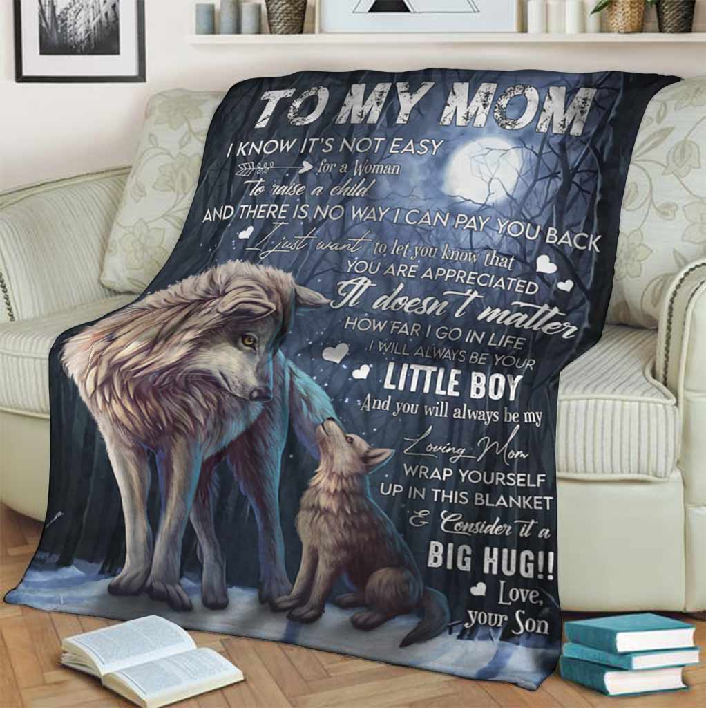 Wolf To My Mom With Moon Flannel Blanket For Bed Sofa And Reading Nook Decor