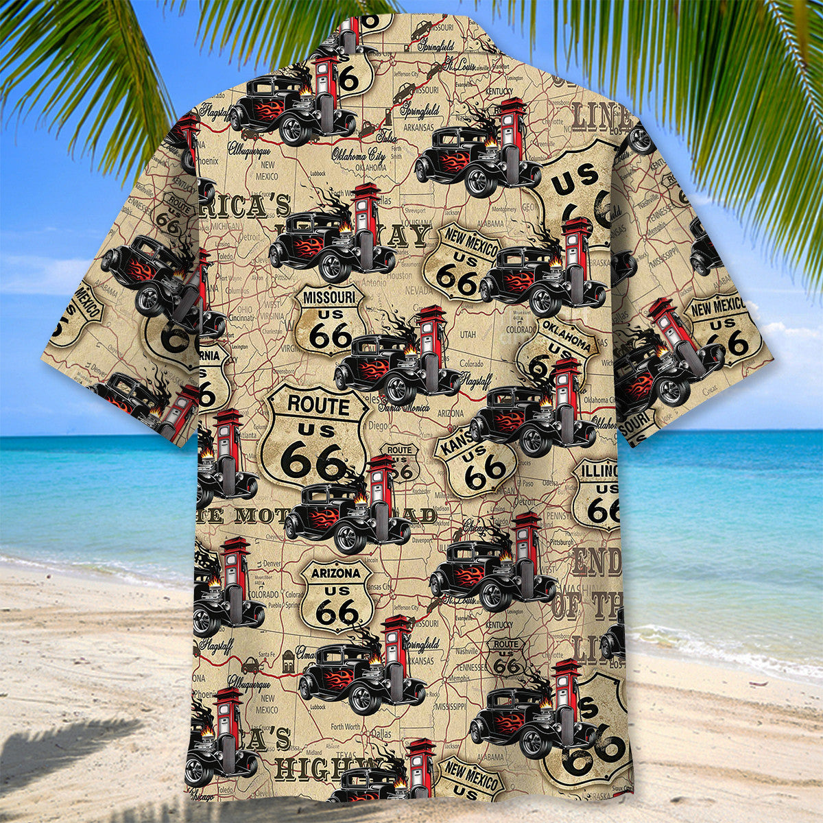 Hot Rod Racing Route 66 Hawaiian Shirt