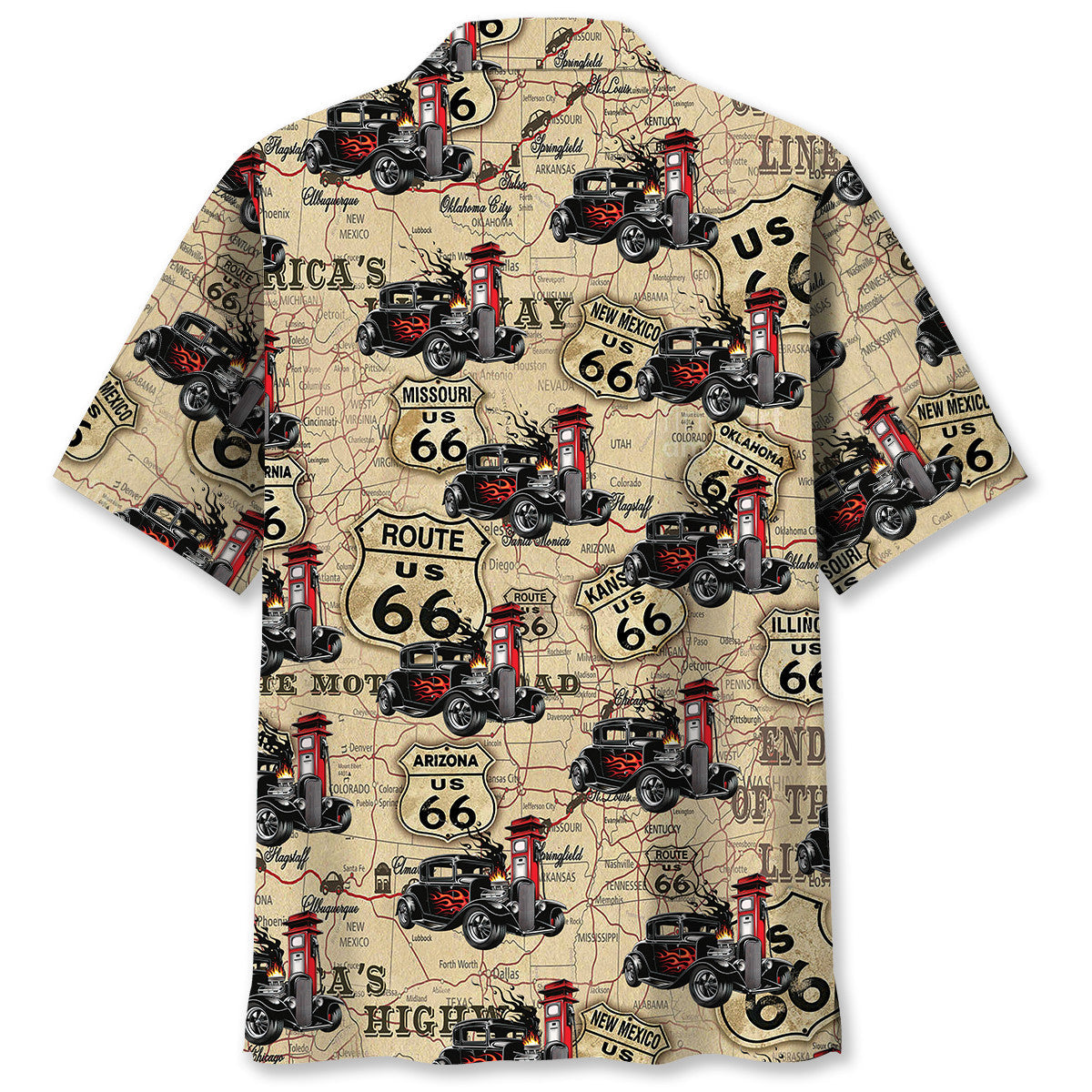 Hot Rod Racing Route 66 Hawaiian Shirt