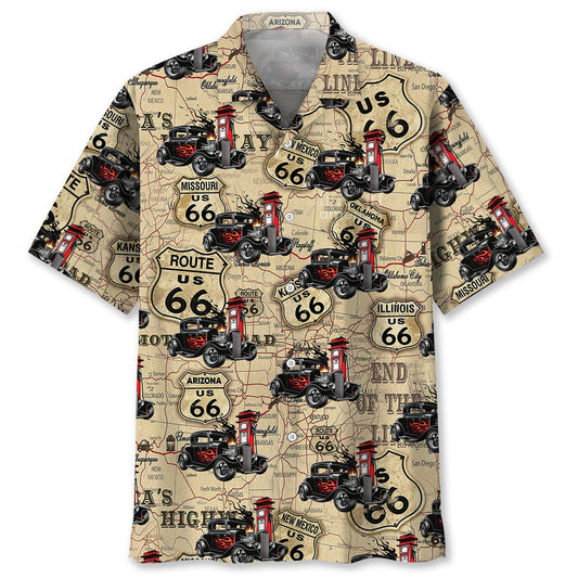 Hot Rod Racing Route 66 Hawaiian Shirt