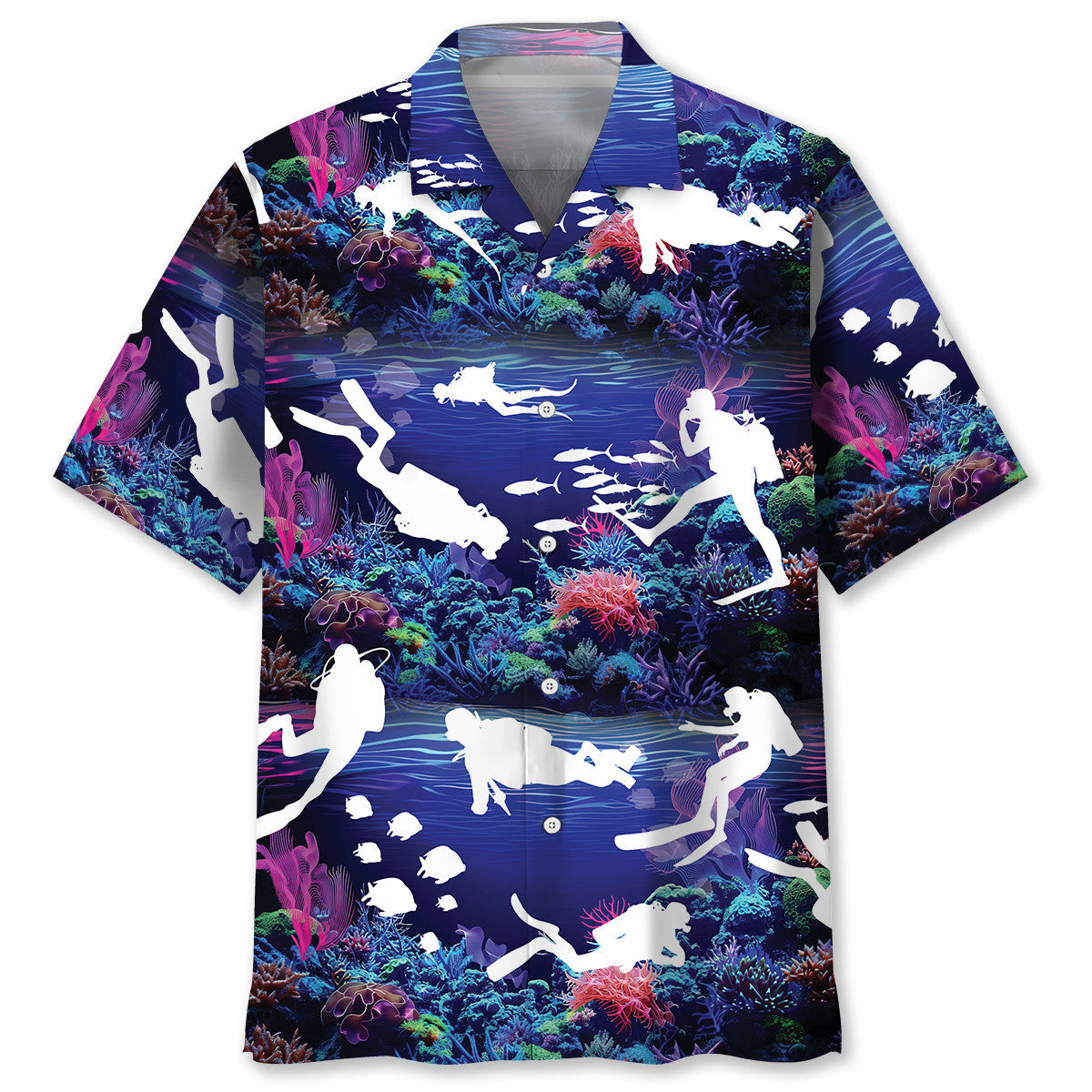 Diving With Neon Coral Ocean Hawaiian Shirt