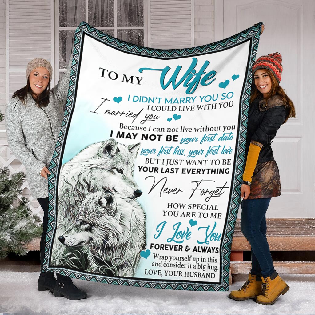Wolf To My Wife Couple Flannel Blanket For Relaxing At Home And Travel