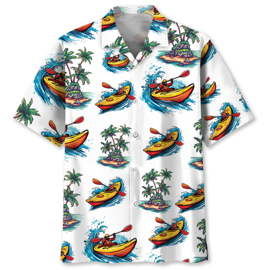 Kayaking Tropical Palm Tree Hawaiian Shirt