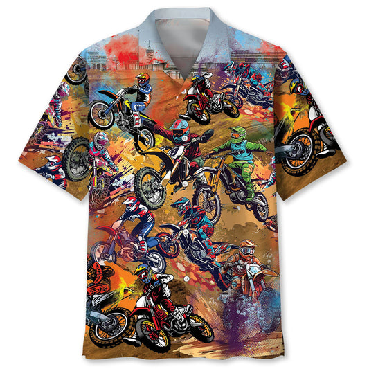 Dirt Bike Vintage Art Hawaiian Shirt