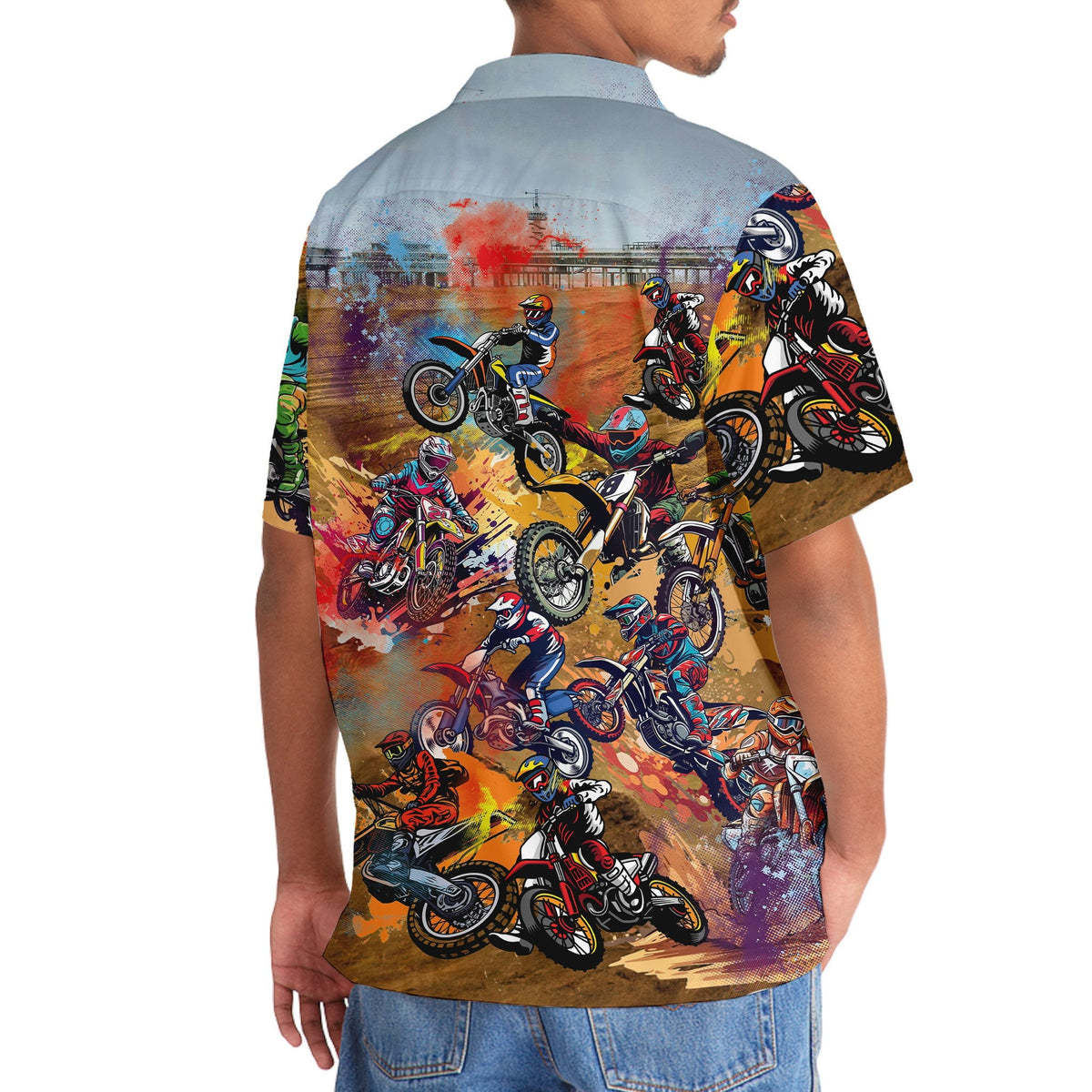 Dirt Bike Vintage Art Hawaiian Shirt