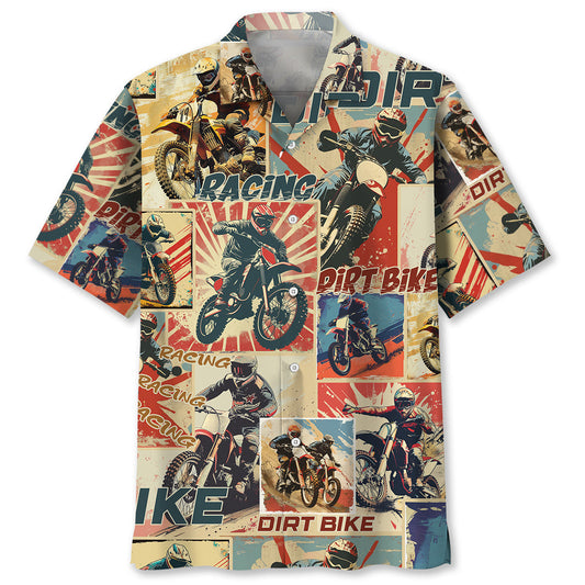 Dirt Bike Retro Magazine Hawaiian Shirt