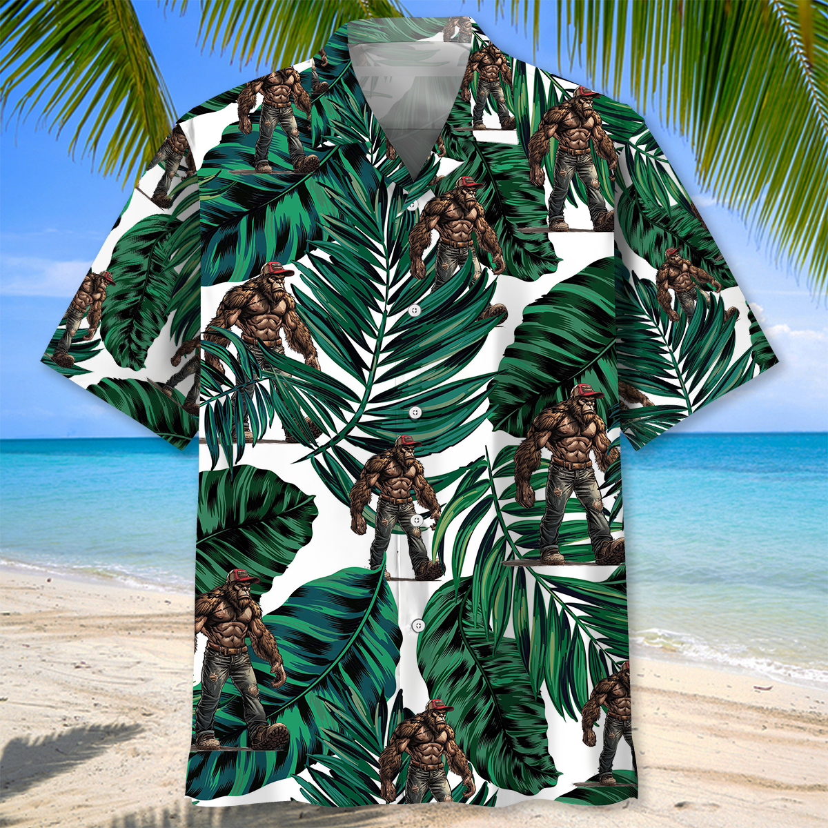 Trucker Bigfoot Hawaiian Shirt