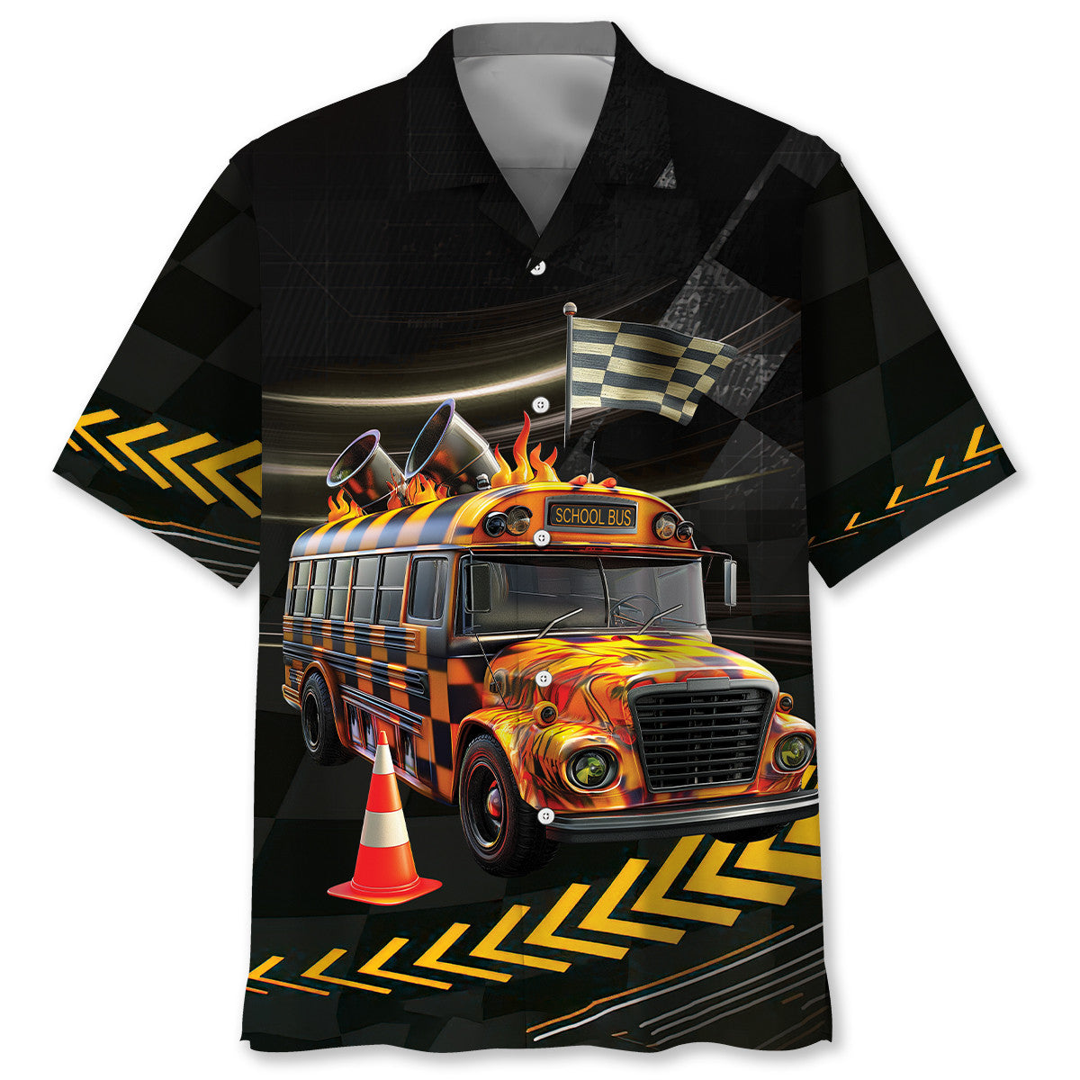 Racing School Bus Hawaiian Shirt
