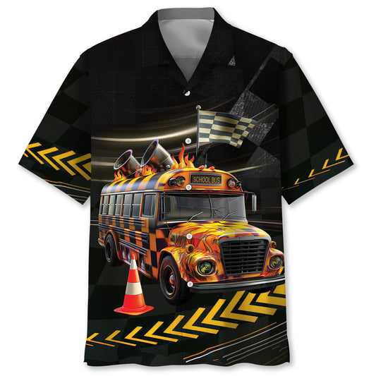 Racing School Bus Hawaiian Shirt