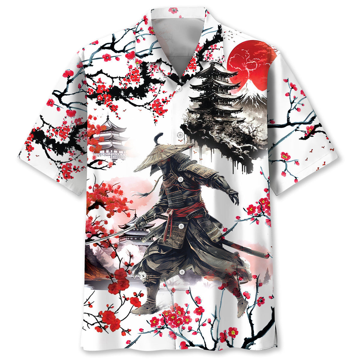 Cherry Blossom Samurai Hawaiian Shirt