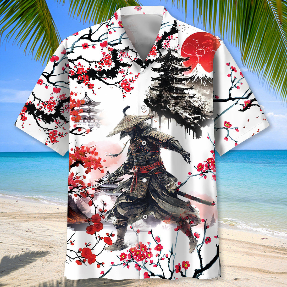 Cherry Blossom Samurai Hawaiian Shirt