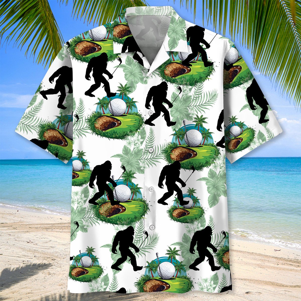 Funny Bigfoot Golf Hawaiian Shirt