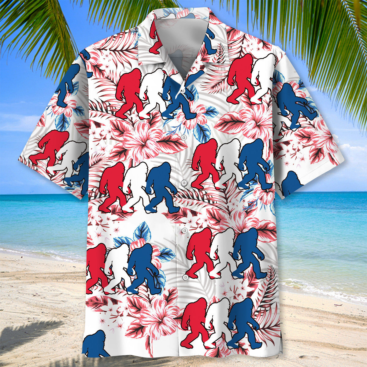 Funny Bigfoot USA Hawaiian Shirt