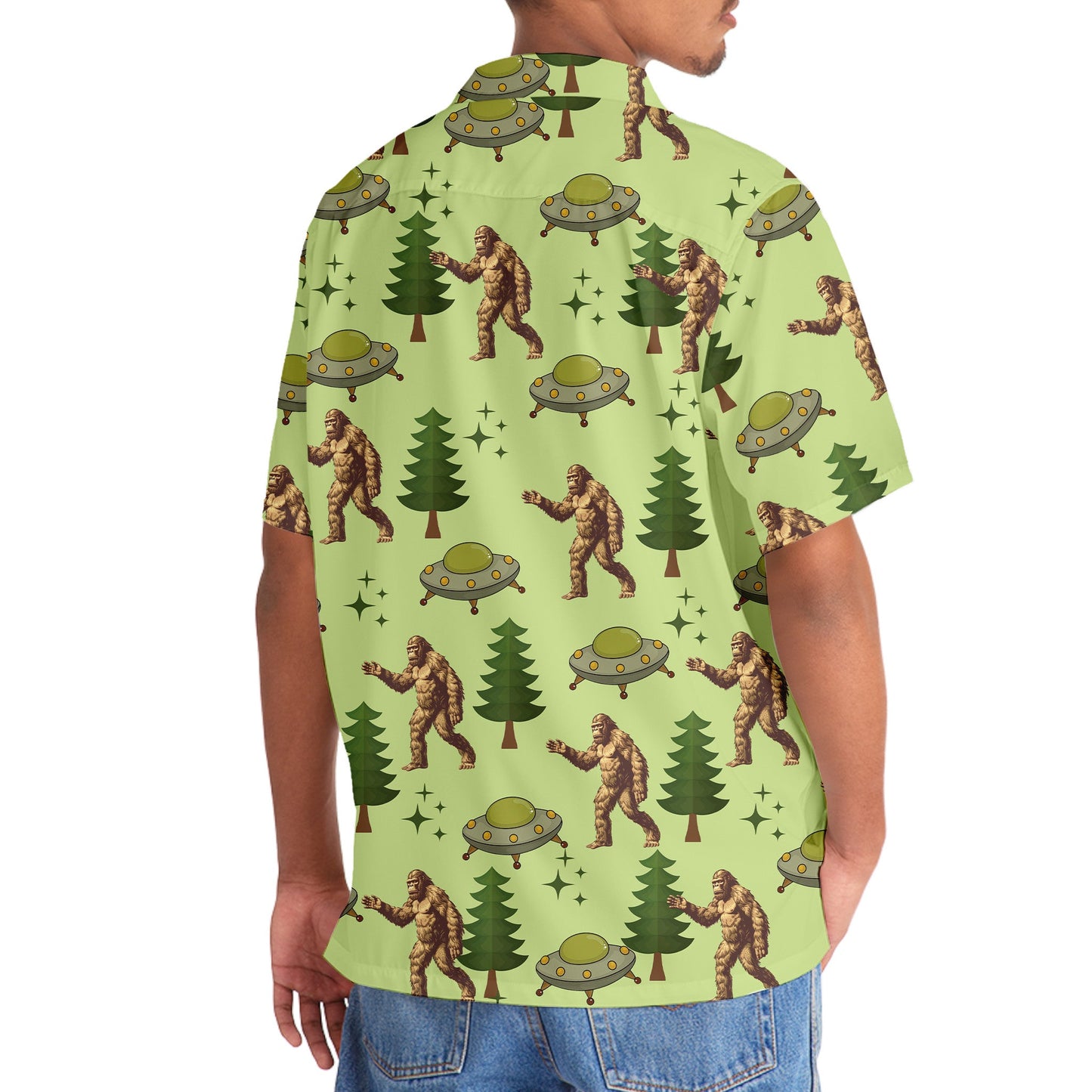 Funny Bigfoot UFO Hawaiian Shirt