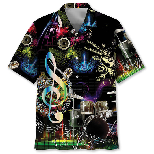 Drum Neon Light Hawaiian Shirt