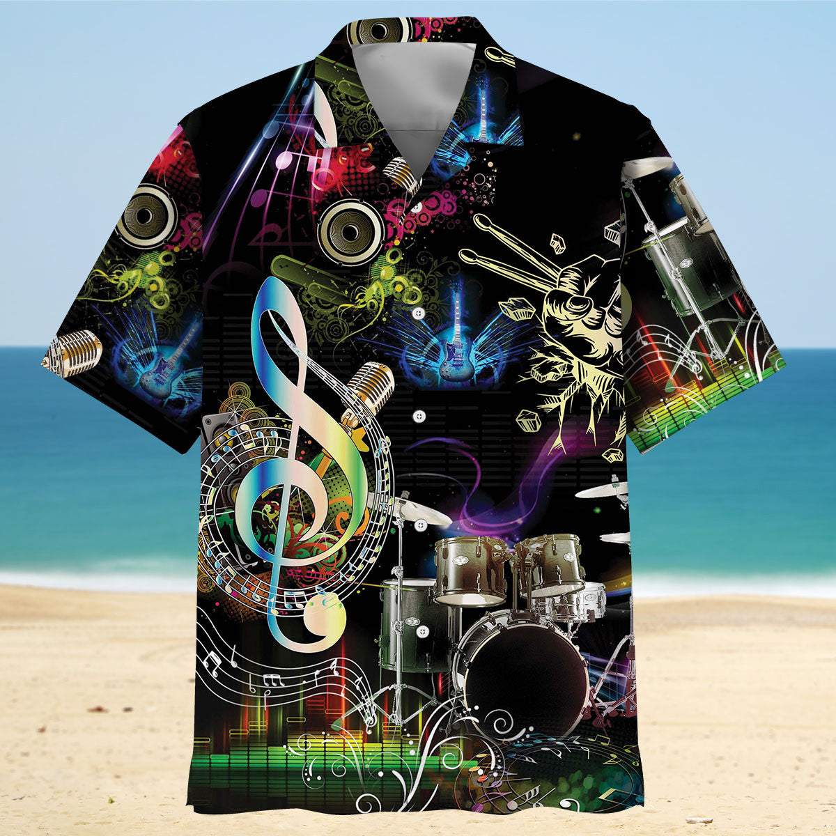 Drum Neon Light Hawaiian Shirt