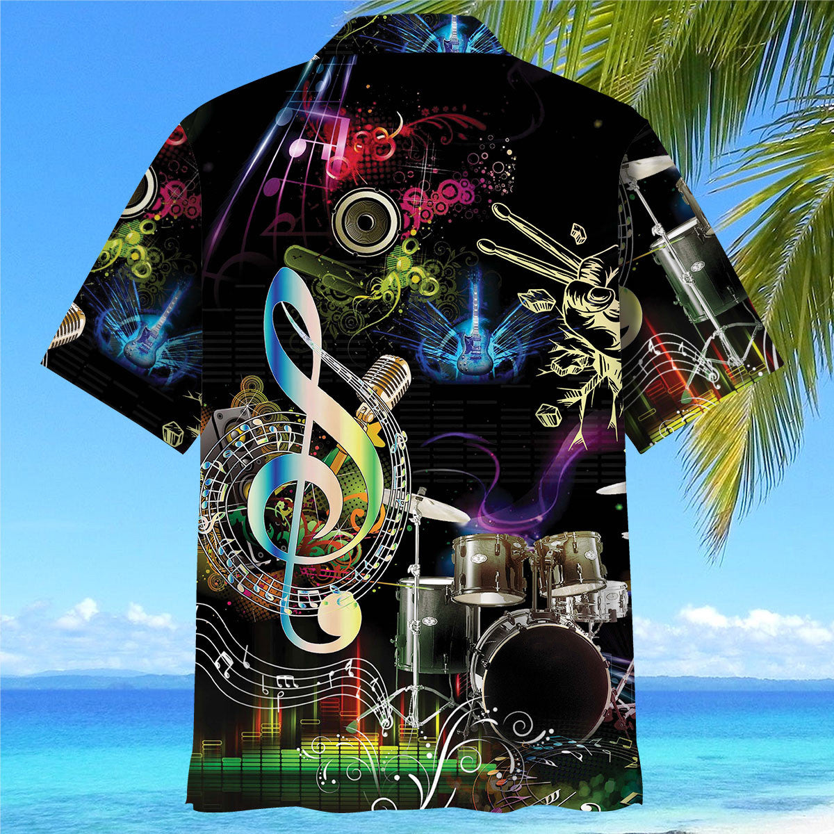 Drum Neon Light Hawaiian Shirt