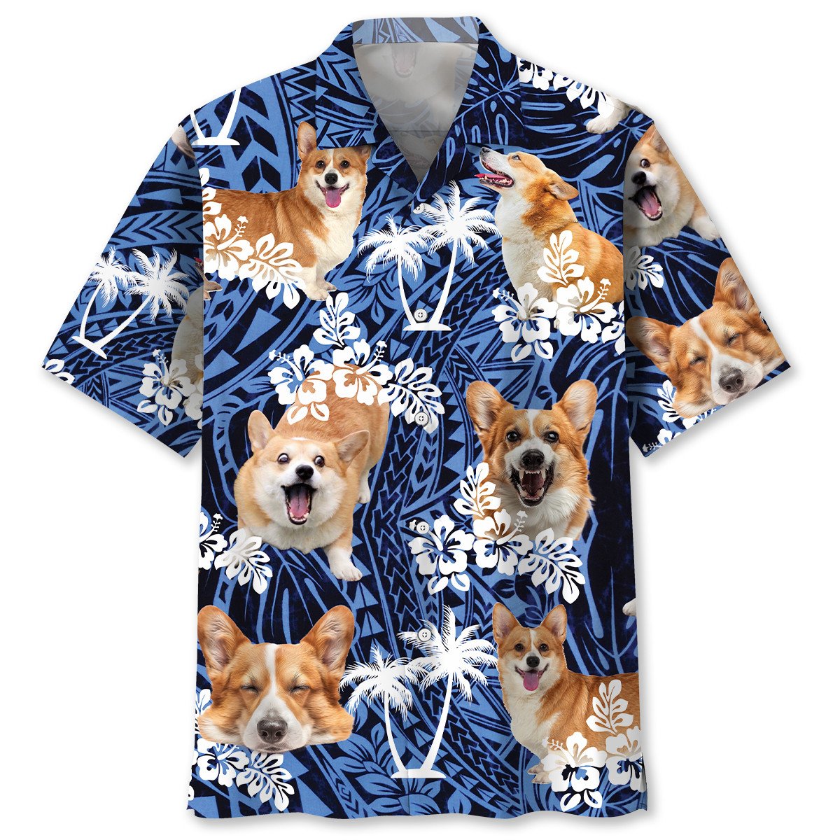 Funny Corgi Dog Face Hawaiian Shirt