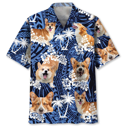 Funny Corgi Dog Face Hawaiian Shirt