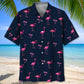 Flamingo Dark Navy Hawaiian Shirt