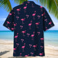 Flamingo Dark Navy Hawaiian Shirt