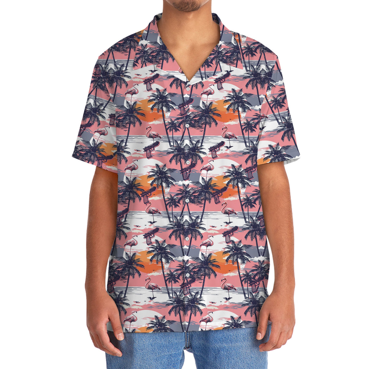 Flamingo Retro Sunset Hawaiian Shirt